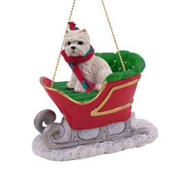 West Highland Terrier Sleigh Christmas Ornament