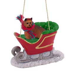 Yorkshire Terrier Sleigh Christmas Ornament