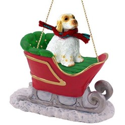 Clumber Spaniel Sleigh Christmas Ornament