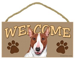 Bull Terrier Brown Welcome Sign