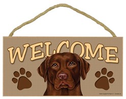 Chocolate Lab Welcome Sign, a Terrific Dog Breed Gift