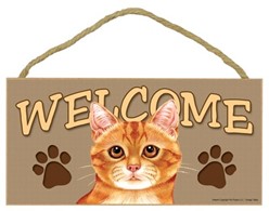 Orange Tabby Cat Welcome Sign, the Perfect Gift for Cat Lovers