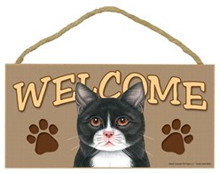 Tuxedo Cat Welcome Sign, the Perfect Gift for Cat Lovers