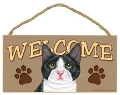Tuxedo Cat Welcome Sign, the Perfect Gift for Cat Lovers