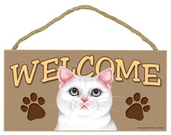 White Cat Welcome Sign, the Perfect Gift for Cat Lovers