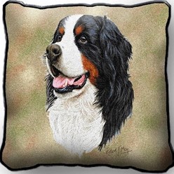 Bernese Mountain Dog Tapestry Pillow, Made in the USA