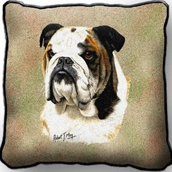 Bulldog Tapestry Pillow, Made in the USA