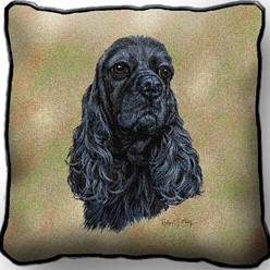 Cocker Spaniel Black Tapestry Pillow, Made in the USA