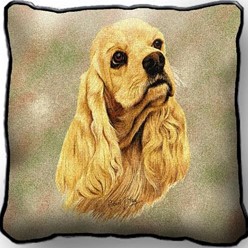 Cocker Spaniel Buff Tapestry Pillow, Made in the USA