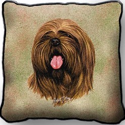 Lhasa Apso Tapestry Pillow, Made in the USA