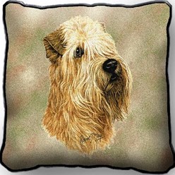 Soft Coated Wheaten Tapestry Pillow, Made in the USA