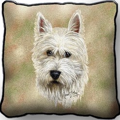 West Highland Terrier Tapestry Pillow, Made in the USA