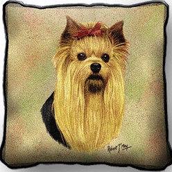 Yorkshire Terrier Tapestry Pillow, Made in the USA