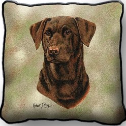 Chocolate Lab II Tapestry Pillow, Made in the USA