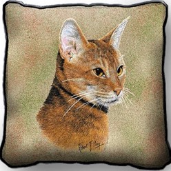 Abyssinian Cat Tapestry Pillow, Made in the USA