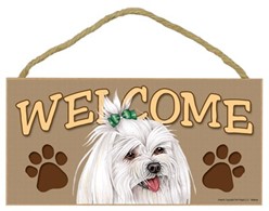 Maltese Welcome Sign, a Terrific Dog Breed Gift