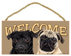 Pug Duo Welcome Sign, a Terrific Dog Breed Sign