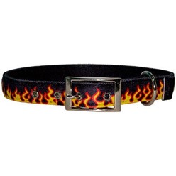 Uptown Red Flames Buckle Collar