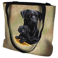 Lab Puppy Black Tapestry Tote Bag