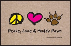 Peace, Love, Muddy Paws Mat
