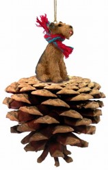 Pine Cone Airedale Dog Christmas Ornament