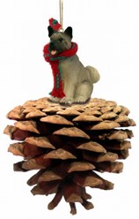 Pine Cone Akita Dog Christmas Ornament
