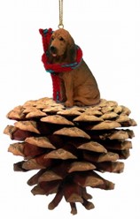 Pine Cone Bloodhound Dog Christmas Ornament