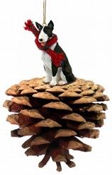Pine Cone Bull Terrier Dog Christmas Ornament