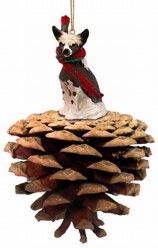 Pine Cone Chinese Crested Dog Christmas Ornament