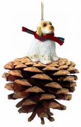 Pine Cone Clumber Spaniel Dog Ornament