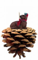 Pine Cone Dachshund Dog Christmas Ornament
