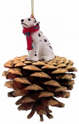 Pine Cone Dalmatian Dog Christmas Ornament