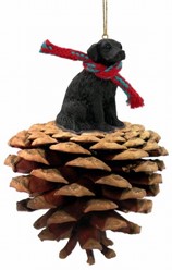 Pine Cone Flat Coated Retriever Dog Christmas Ornament