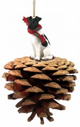 Pine Cone Fox Terrier Dog Christmas Ornament