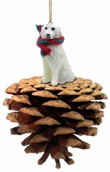 Pine Cone Great Pyrenees Dog Christmas Ornament