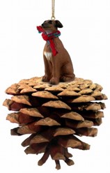 Pine Cone Italian Greyhound Dog Christmas Ornament