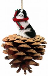Pine Cone Japanese Chin Dog Christmas Ornament