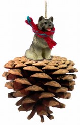 Pine Cone Keeshond Dog Christmas Ornament