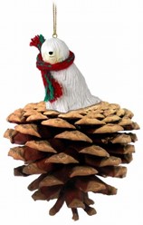 Pine Cone Komondor Dog Christmas Ornament