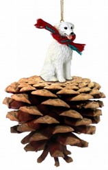 Pine Cone Kuvasz Dog Christmas Ornament