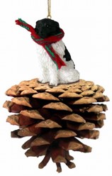 Pine Cone Landseer Dog Christmas Ornament