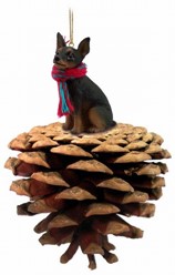 Pine Cone Miniature Pinscher Dog Christmas Ornament