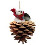 Pine Cone Old English Sheepdog Dog Christmas Ornament