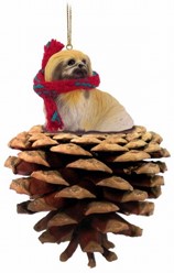 Pine Cone Pekingese Dog Christmas Ornament