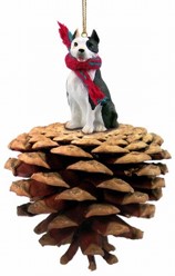 Pine Cone Pit Bull Dog Christmas Ornament
