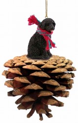 Pine Cone Portuguese Water Dog Christmas Ornament