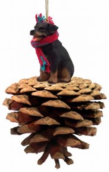 Pine Cone Rottweiler Dog Christmas Ornament