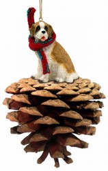 Pine Cone Saint Bernard Dog Christmas Ornament