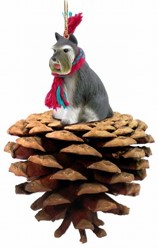 Pine Cone Schnauzer Dog Christmas Ornament