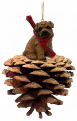 Pine Cone Shar-Pei Dog Christmas Ornament